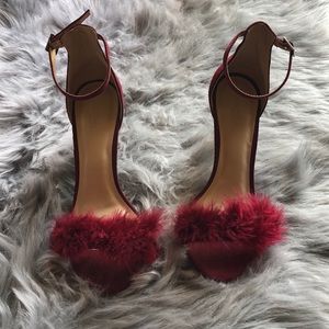 Burgundy Furry Heel